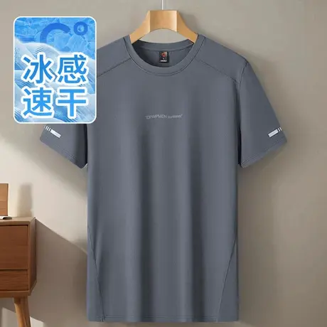 短袖t恤男装运动跑步健身训练半袖速干衣排汗透气冰丝凉感上衣服商品大图
