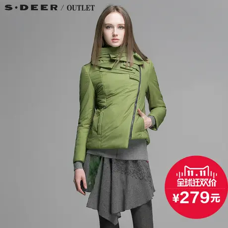 sdeer圣迪奥女层次拼叠斜襟棉衣S14482356图片