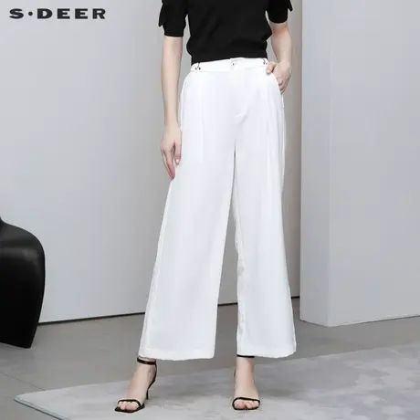 sdeer圣迪奥松紧拼接插袋直筒垂坠长裤S223Z0815图片