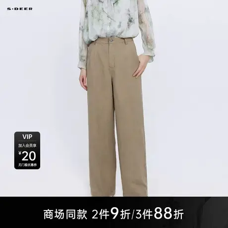 【商场同款】sdeer圣迪奥女个性高腰插袋基础款直筒长裤S25280832图片