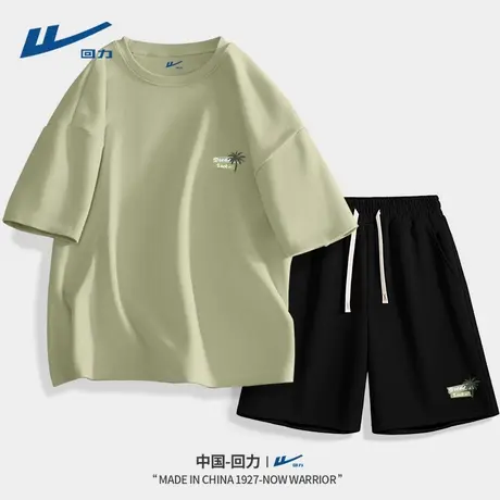 回力男生酷帅穿搭一整套沙滩短裤t恤男夏薄款2025新款套装男士潮D图片