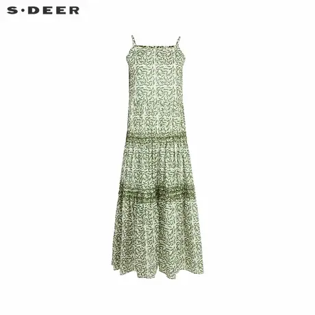 sdeer圣迪奥女装25年新品度假风清新印花吊带连衣裙S252Z1283商品大图
