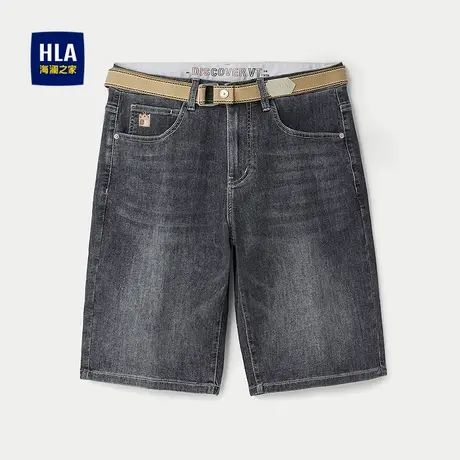 HLA/海澜之家猫须工艺牛仔中裤25春夏新款五袋潮流时尚裤子男图片