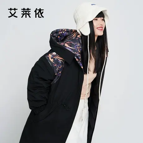 【直播清仓】艾莱依羽绒服女时尚中长款防风高端黑色保暖秋冬外套商品大图