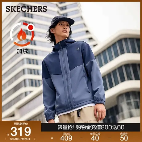 Skechers斯凯奇秋冬男士梭织连帽外套保暖加绒舒适百搭运动上衣图片