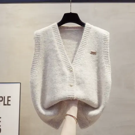 开衫v领针织马甲背心女2025春秋新款宽松外穿马夹叠穿毛衣坎肩潮商品大图