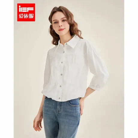 IEF/爱依服2025春夏新款时尚日系减龄学院风宽松百搭七分袖上衣图片