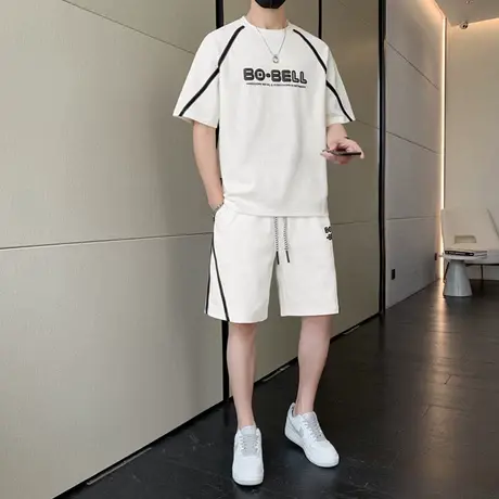 短袖短裤休闲套装男青少年夏季搭配一套初中高中学生运动两件衣服图片