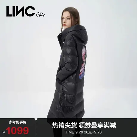 LINCCHIC金羽杰羽绒服女潮流撞色围裹长款羽绒服女冬季Y22808115商品大图