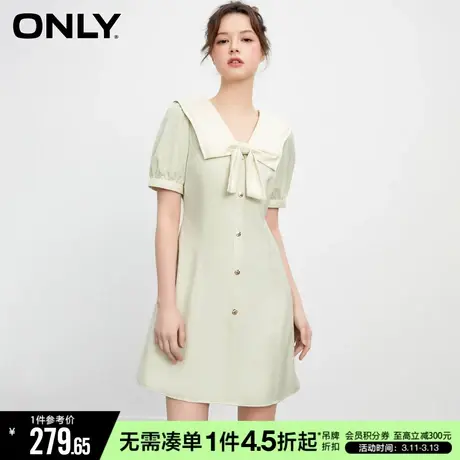 ONLY冬季休闲气质蝴蝶结收腰翻领短裙连衣裙女|123107057商品大图