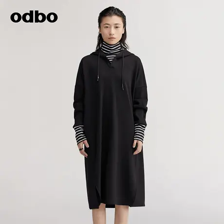 【商场同款】odbo/欧迪比欧假两件拼接卫衣女秋冬新款外套图片