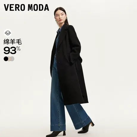 Vero Moda毛呢大衣女秋季93%绵羊毛直身翻领长款通勤324327004商品大图