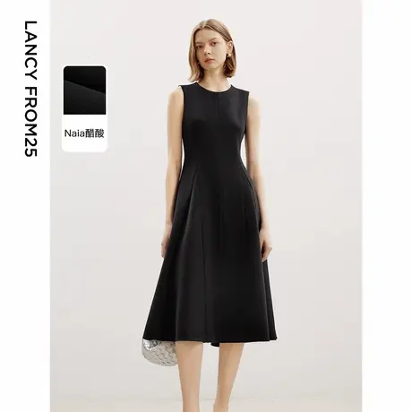 朗姿醋酸高级感气质无袖赫本风小黑裙2024夏季新款法式礼服连衣裙商品大图