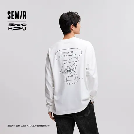 [商场同款]森马×RYO艺术家系列长袖T恤男2024冬新款情侣oversize图片