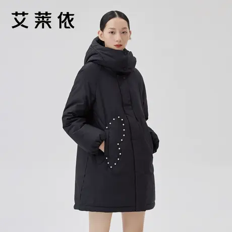 艾莱依中长款羽绒服女新款秋冬装潮流白色时尚设计感休闲宽松外套商品大图