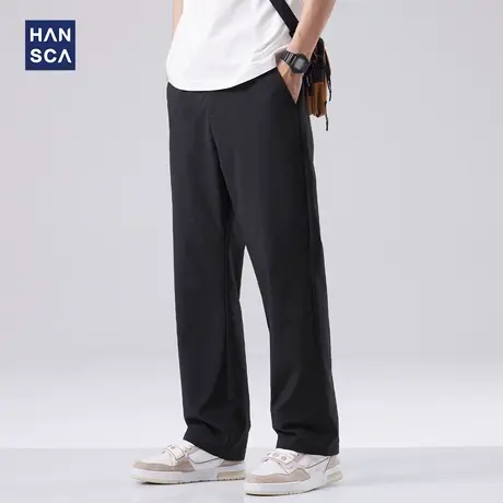 hansca宽松垂感直筒休闲裤男夏季新款高街潮牌凉感休闲速干长裤子商品大图