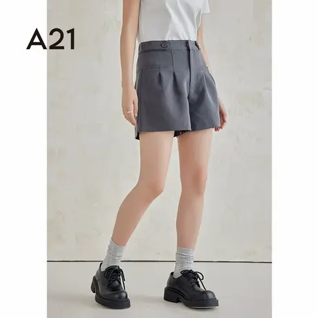 A21女装高腰阔腿梭织短裤女士2025夏季新款休闲西装三分裤子图片