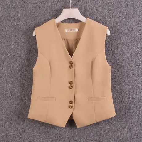 西装马甲女小背心春夏秋薄新款修身外搭坎肩短款无袖双扣外穿v领商品大图