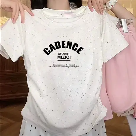 2025新款潮流小个子短款收腰t恤女褶皱修身彩虹波点短袖减龄上衣商品大图