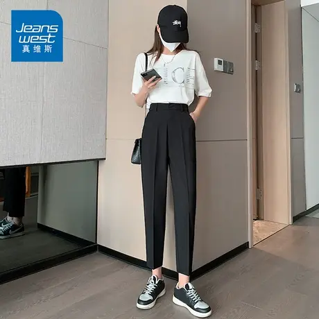 KP真维斯女装2025新款通勤修身九分裤高腰显瘦时尚休闲裤西装裤女商品大图