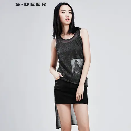 s.❇deer【❌新品】❎圣迪奥女装夏装抽象烫印闪银两件套S16280395商品大图