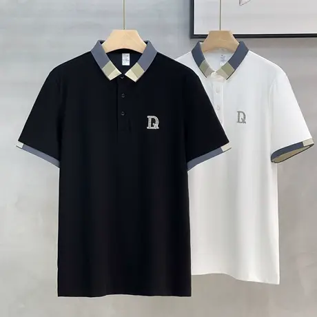 撞色小翻领短袖polo衫男潮牌韩版修身半袖男士夏季高端有领t恤衫商品大图