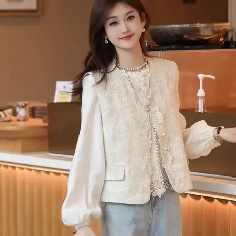 韩版时尚洋气马甲外套女2025春夏新款蕾丝背心国风新中式马夹上衣商品大图