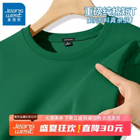 GV真维斯短袖男夏季新款宽松休闲透气大码纯棉t恤男生多巴胺上衣B图片