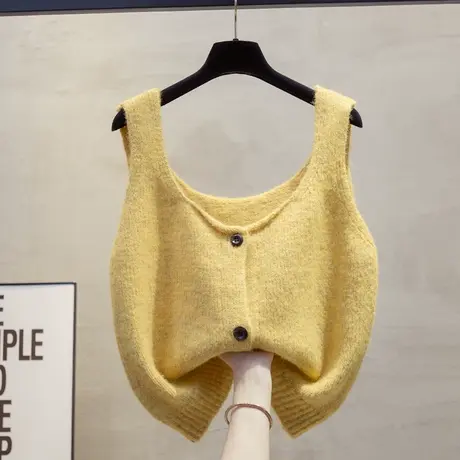 前后两穿开衫针织马甲背心女2025春秋新款宽松外穿马夹毛衣坎肩潮图片