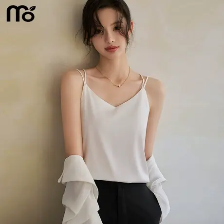 冰丝V领吊带背心女内搭夏外穿2025新仿真丝西装打底美背无袖上衣图片