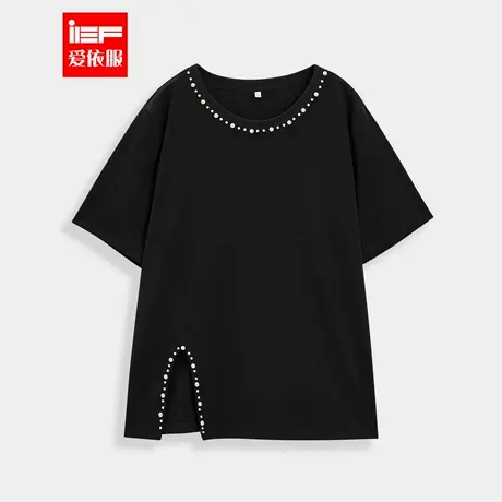 IEF/爱依服【大码女装】2025夏季新款简约休闲设计感百搭短袖上衣商品大图