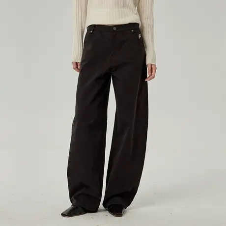 omont蛋挞家 复古纯棉宽松休闲裤子2025春季新高腰显瘦香蕉裤长裤商品大图