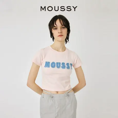 MOUSSY 夏季新品俏皮甜辣风牛仔贴布短袖T恤女010HSL90-0241图片