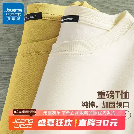 GV真维斯重磅纯棉短袖t恤男2024夏季新款男士宽松休闲百搭体恤潮B图片