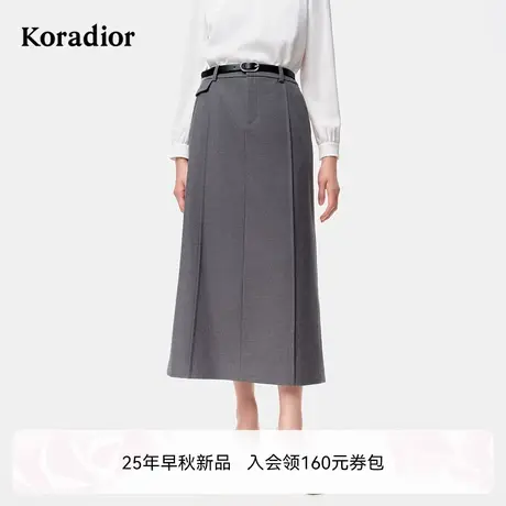 珂莱蒂尔2025年秋季新款灰色半裙女商务通勤中长款直筒半身裙子图片