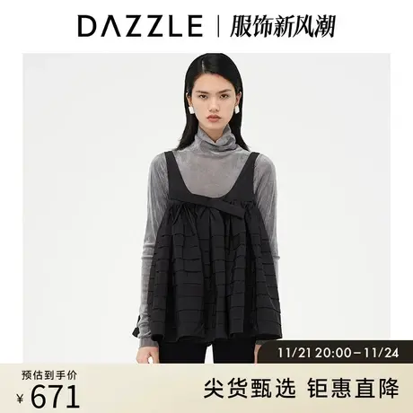 DAZZLE地素奥莱 黑色法式减龄无袖蓬蓬裙连衣裙女2E1O3011A商品大图