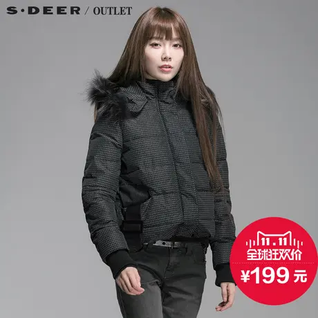 s.deer【上新】圣迪奥女冬装立领连帽短款波点棉服S14882355图片