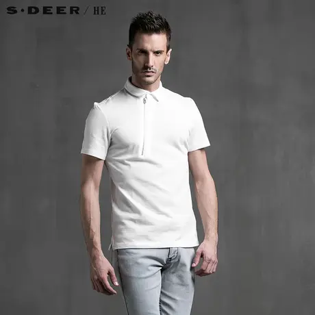 S.Deer/He【惠】圣迪奥纯棉纯色男士休闲T恤H15270114图片