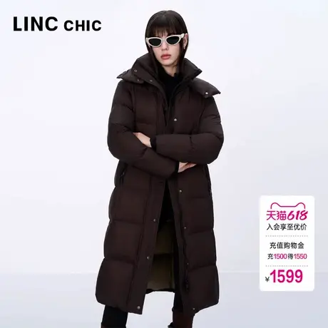 LINC金羽杰女士羽绒服冬季2024新款咖色长款加厚羽绒服女8293Y商品大图