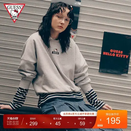 GUESSX HELLO KITTY 中性款式时尚休闲圆领卫衣商品大图