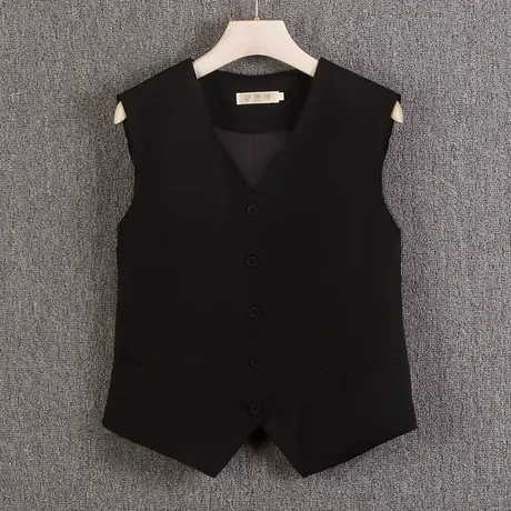 西装马甲女小背心春夏秋薄新款修身外搭坎肩短款无袖外穿v领黑色商品大图