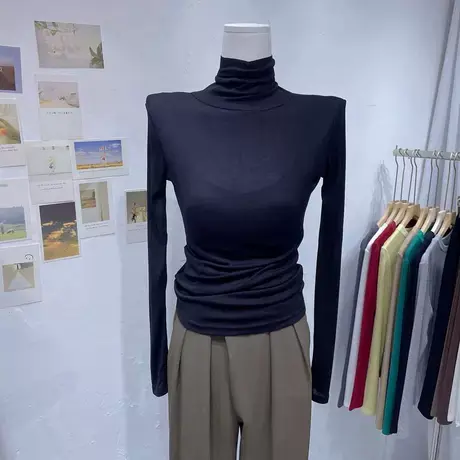 打底刚需~2021秋冬装新款修身百搭薄款微透高领内搭长袖t恤上衣女商品大图
