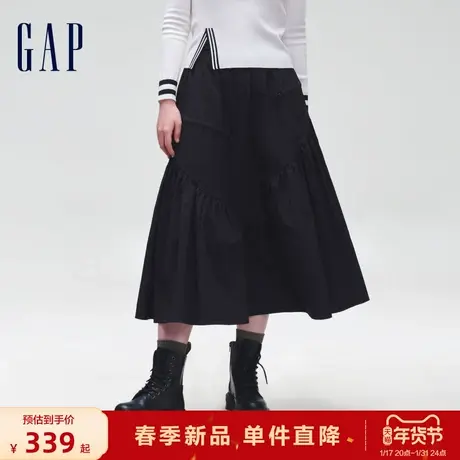 【欧阳娜娜同款】Gap女装2024春季褶皱大裙摆可调节半身裙872460图片