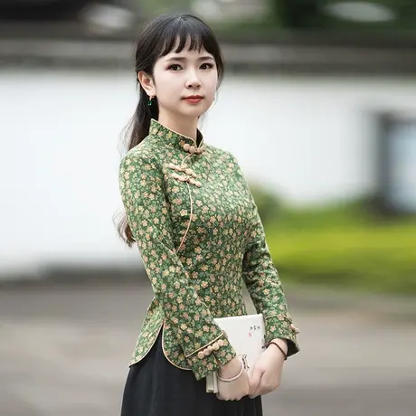 筠雅唐装女中国风棉麻上衣盘扣旗袍汉服禅意素衣茶服秋季中式女装商品大图