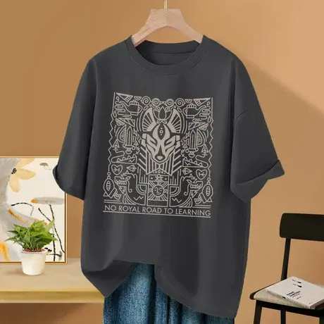 学生纯棉短袖t恤女2025新款爆款夏季慵懒风宽松大码女装上衣半袖图片