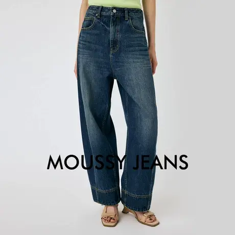 MOUSSY24夏季新品美式复古风拼接老爹裤牛仔裤女3221图片