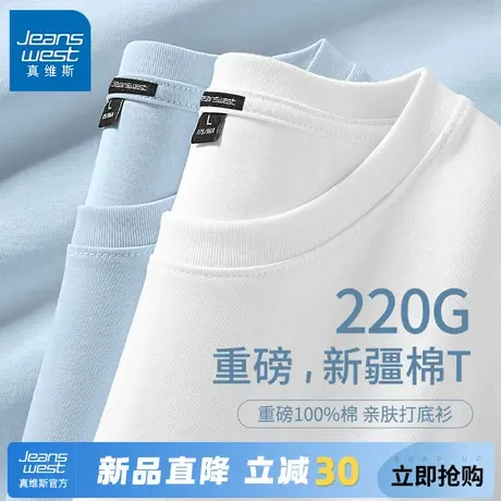 GV真维斯重磅T恤男夏季220G纯棉透气短袖男士宽松大码半袖打底衫A图片