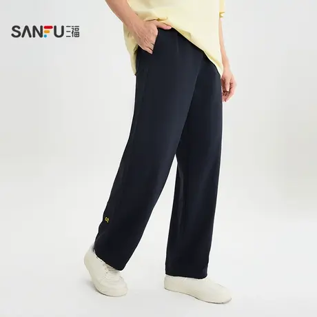 三福2025秋季男士针织休闲裤 美式宽松直筒裤橡筋腰裤子506146图片