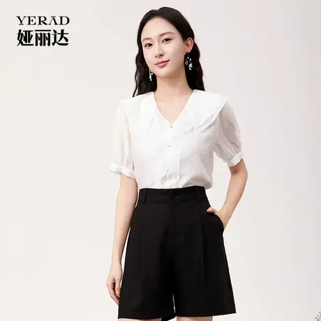 娅丽达商场同款莱赛尔上衣女2025年夏季新款娃娃领气质衬衫图片