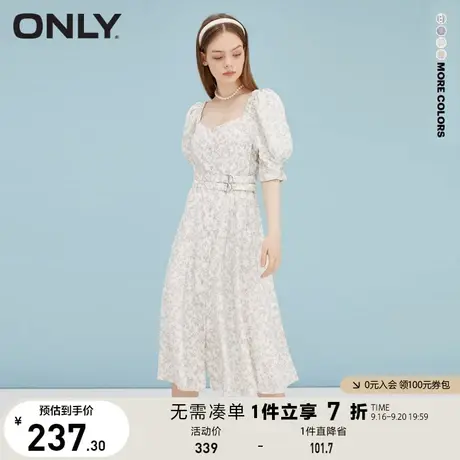 ONLY奥莱夏季优雅中长款民族风收腰泡泡袖连衣裙女图片